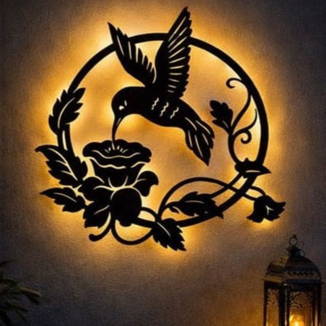 🕊️✨ Radiant Hummingbird Bloom Wall Décor