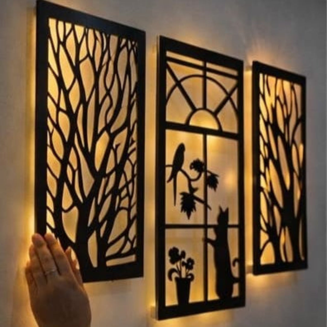 🌿 Illuminated Nature Window Wall Art 🌙