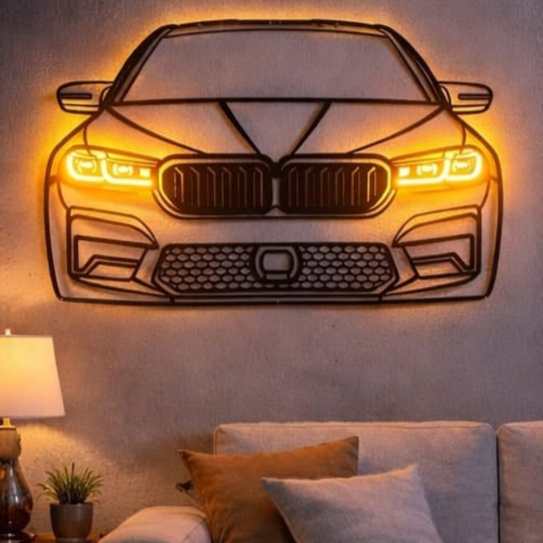 🚗✨  Illuminated Sports Car Front Wall Art