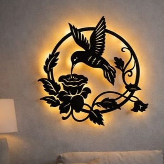 🕊️✨ Radiant Hummingbird Bloom Wall Décor