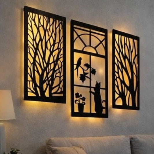 🌿 Illuminated Nature Window Wall Art 🌙